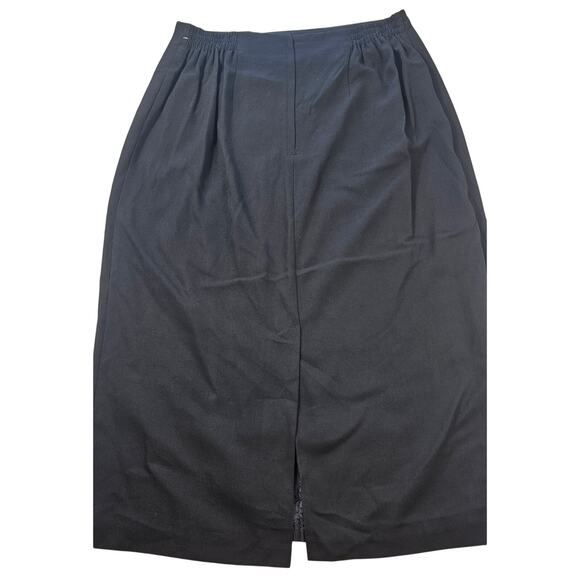 The avenue vintage sz 16 lined black wrap skirt classic modest casual midi - Picture 2 of 8